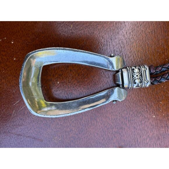 Vintage Brighton Western Braided leather Rope Belt Silver Toned Horseshoe Buckle - Picture 5 of 5